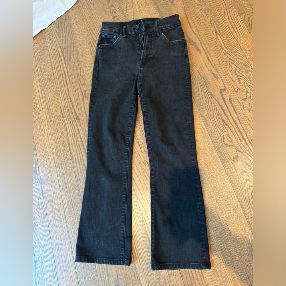 MOTHER JEANS THE INSIDER CROP STEP FRAY JEANS NOT GUILTY BLACK SZ 23